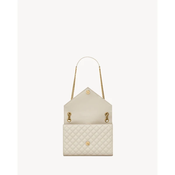 Saint Laurent ENVELOPE MEDIUM IN QUILTED GRAIN DE POUDRE EMBOSSED LEATHER designed in Paris