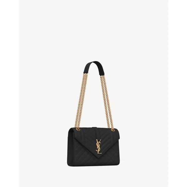 Saint Laurent ENVELOPE MEDIUM IN QUILTED GRAIN DE POUDRE EMBOSSED LEATHER designed in Paris