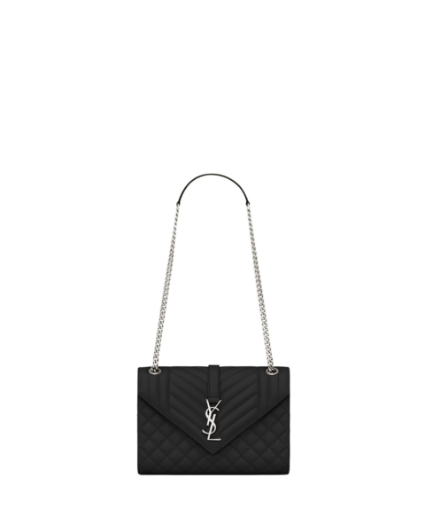 Saint Laurent ENVELOPE MEDIUM IN QUILTED GRAIN DE POUDRE EMBOSSED LEATHER designed in Paris