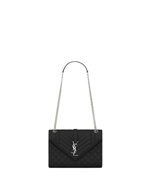 Saint Laurent ENVELOPE MEDIUM IN QUILTED GRAIN DE POUDRE EMBOSSED LEATHER designed in Paris