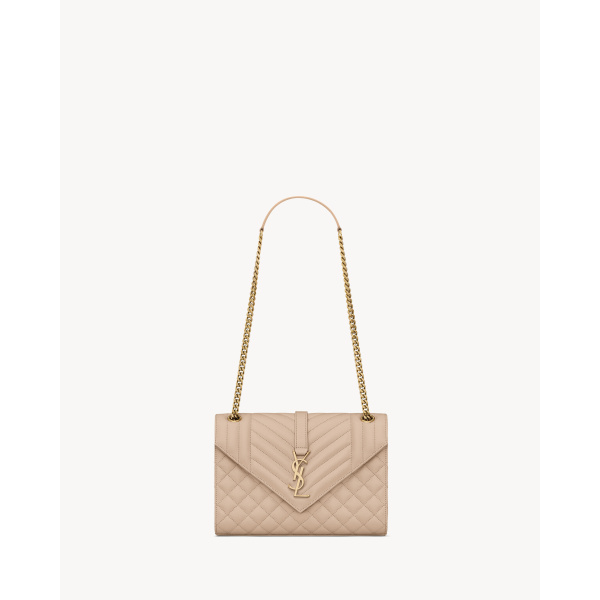 Saint Laurent ENVELOPE MEDIUM IN QUILTED GRAIN DE POUDRE EMBOSSED LEATHER designed in Paris