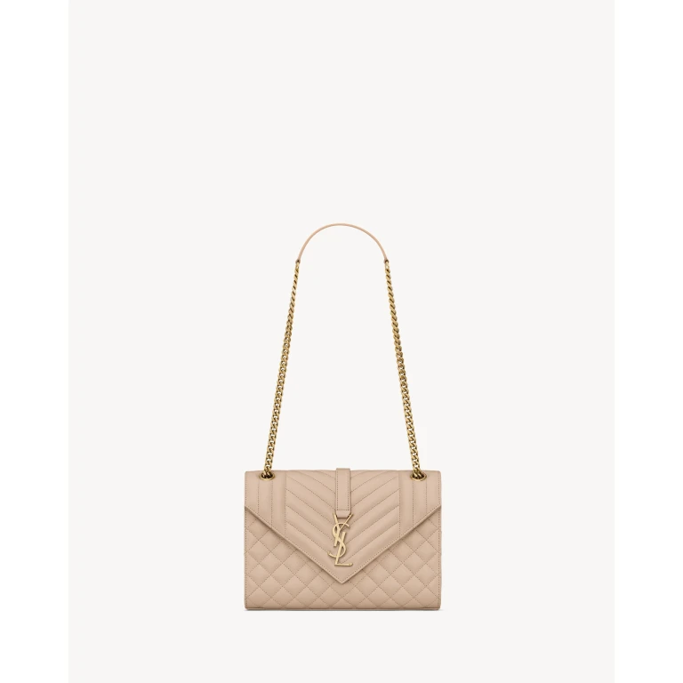 Saint Laurent ENVELOPE MEDIUM IN QUILTED GRAIN DE POUDRE EMBOSSED LEATHER designed in Paris