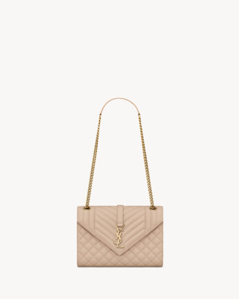 Saint Laurent ENVELOPE MEDIUM IN QUILTED GRAIN DE POUDRE EMBOSSED LEATHER designed in Paris