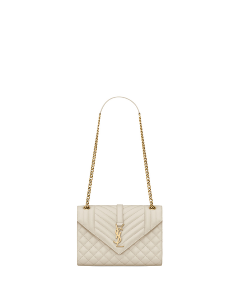 Saint Laurent ENVELOPE MEDIUM IN QUILTED GRAIN DE POUDRE EMBOSSED LEATHER designed in Paris