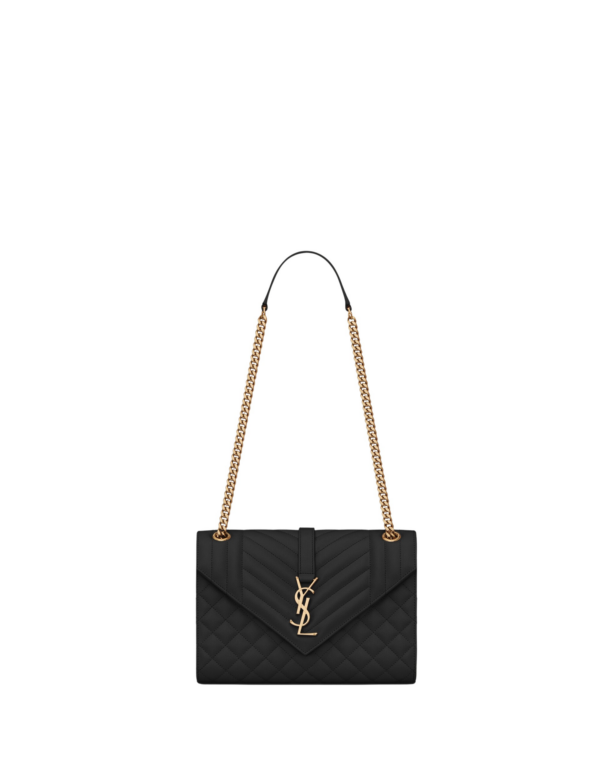 Saint Laurent ENVELOPE MEDIUM IN QUILTED GRAIN DE POUDRE EMBOSSED LEATHER designed in Paris