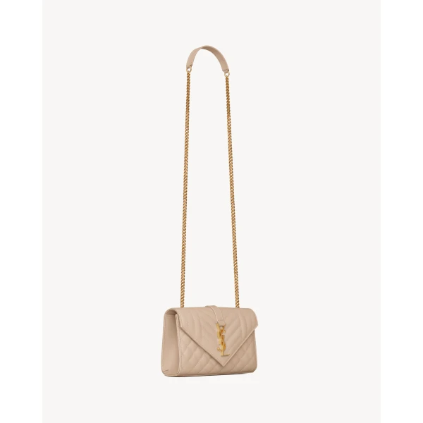Saint Laurent ENVELOPE SMALL IN QUILTED GRAIN DE POUDRE EMBOSSED LEATHER designed in Paris