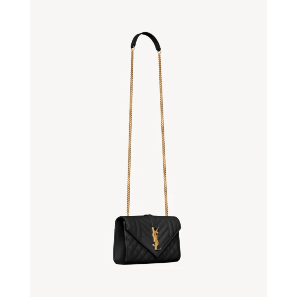 Saint Laurent ENVELOPE SMALL IN QUILTED GRAIN DE POUDRE EMBOSSED LEATHER designed in Paris