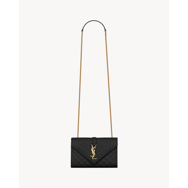 Saint Laurent ENVELOPE SMALL IN QUILTED GRAIN DE POUDRE EMBOSSED LEATHER designed in Paris