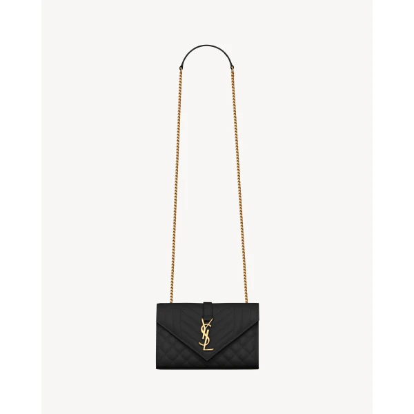 Saint Laurent ENVELOPE SMALL IN QUILTED GRAIN DE POUDRE EMBOSSED LEATHER designed in Paris