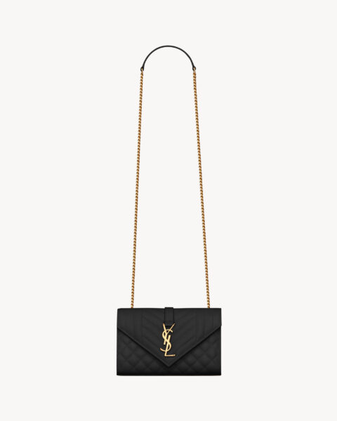 Saint Laurent ENVELOPE SMALL IN QUILTED GRAIN DE POUDRE EMBOSSED LEATHER designed in Paris