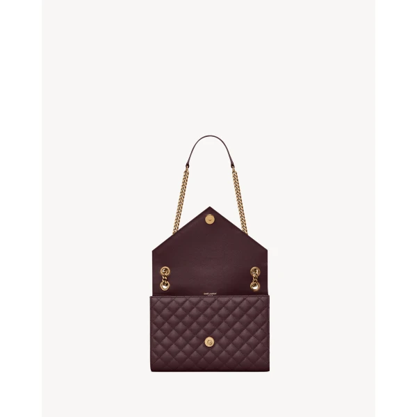 Saint Laurent ENVELOPE medium in grain de poudre leather designed in Paris