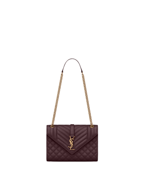 Saint Laurent ENVELOPE medium in grain de poudre leather designed in Paris
