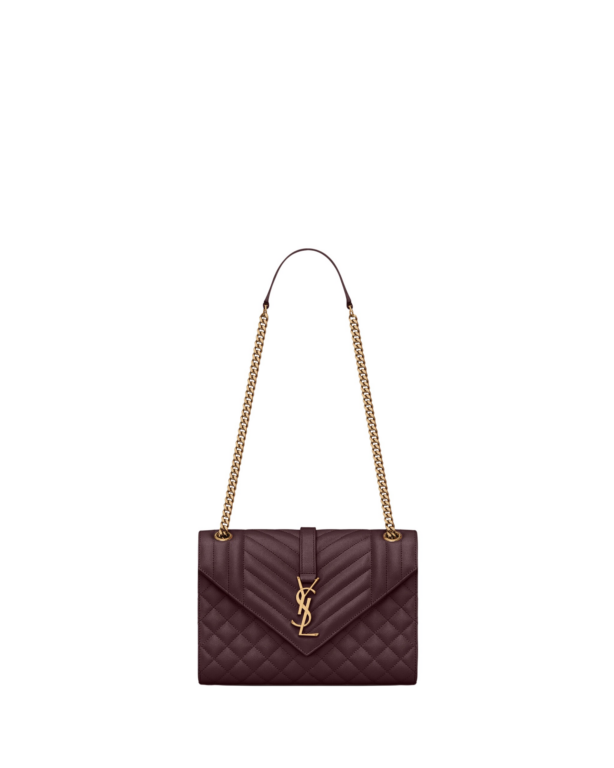 Saint Laurent ENVELOPE medium in grain de poudre leather designed in Paris