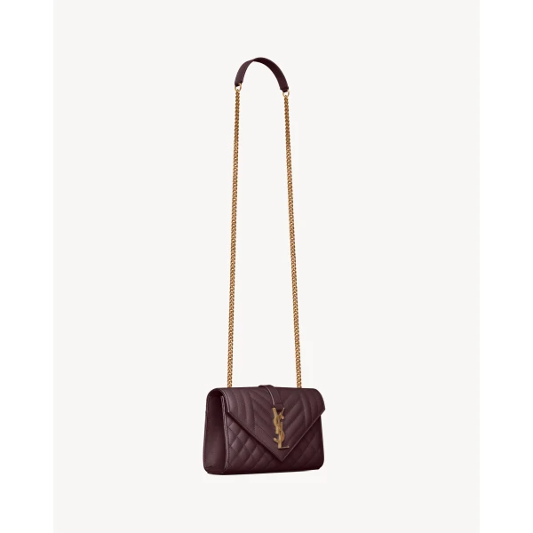 Saint Laurent ENVELOPE small in grain de poudre leather designed in Paris