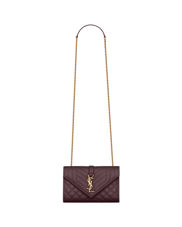 Saint Laurent ENVELOPE small in grain de poudre leather designed in Paris