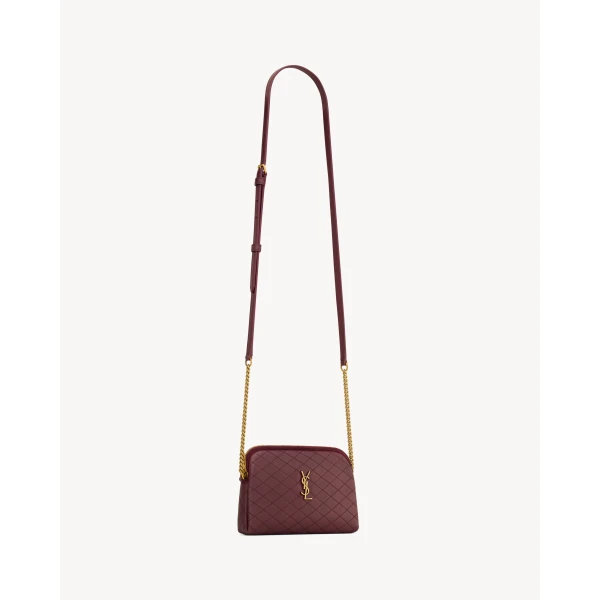 Saint Laurent Gaby zipped pouch in quilted lambskin designed in Paris