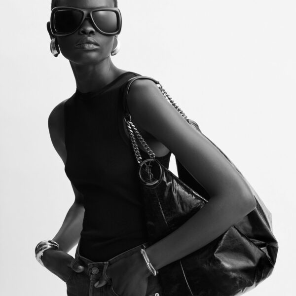 Saint Laurent HORTENSE hobo in shiny leather, view 2