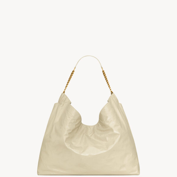 Saint Laurent HORTENSE hobo in shiny leather, view 3