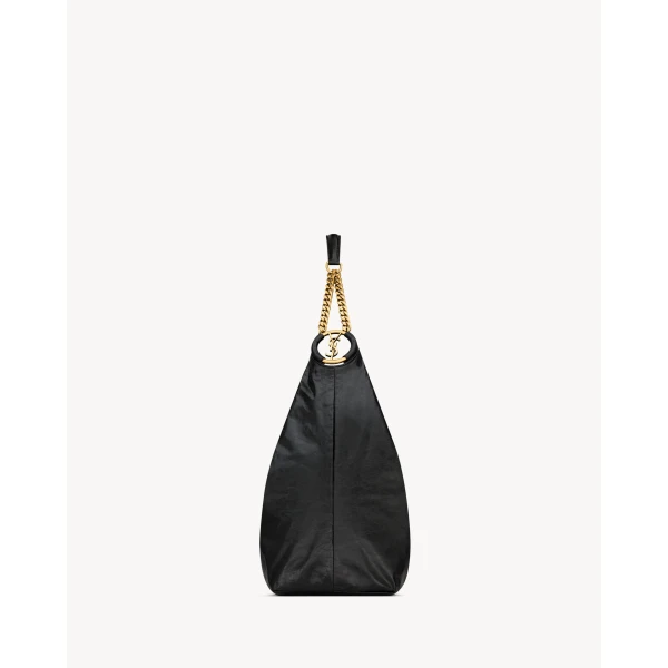 Saint Laurent HORTENSE hobo in shiny leather designed in Paris
