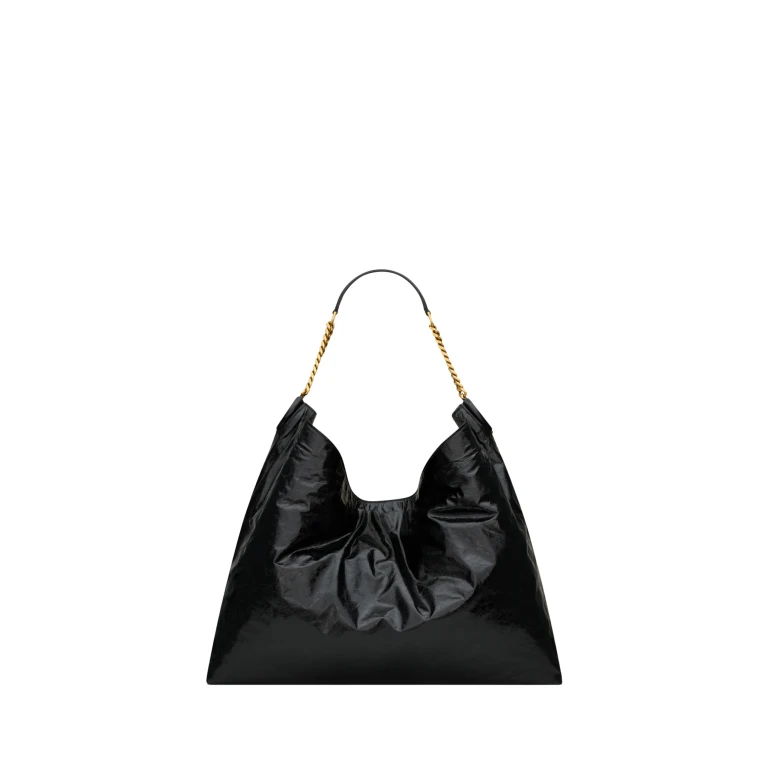 Saint Laurent HORTENSE hobo in shiny leather designed in Paris