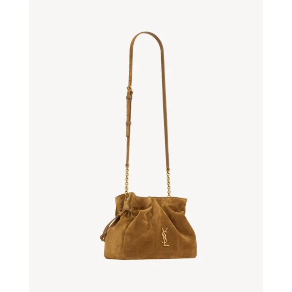 Saint Laurent JAMIE shoulder pouch in suede designed in Paris