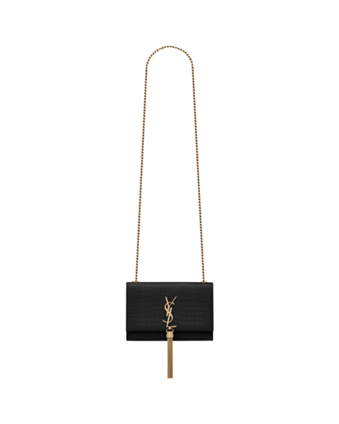 Saint Laurent KATE SMALL TASSEL IN CROCODILE-EMBOSSED LEATHER designed in Paris