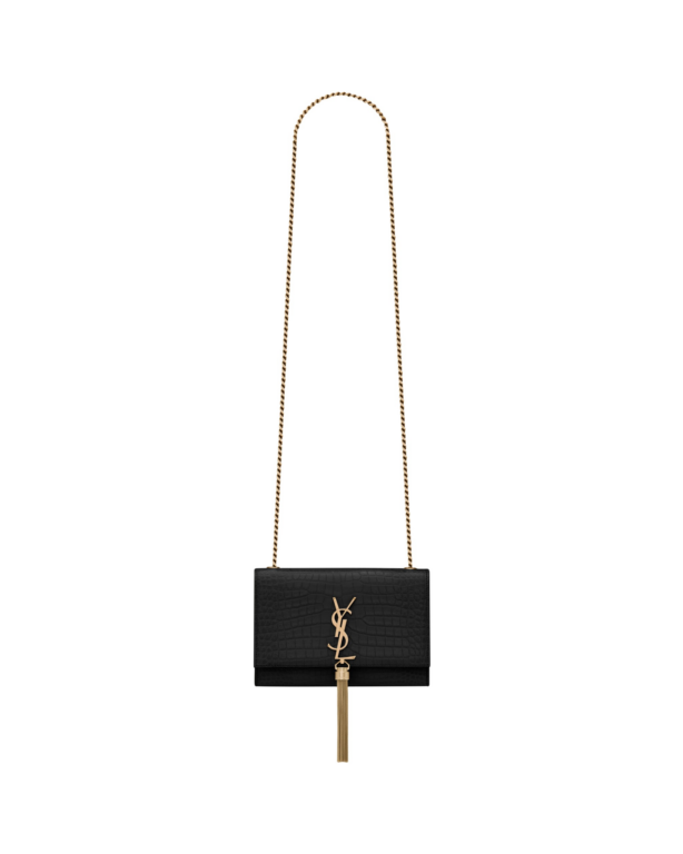 Saint Laurent KATE SMALL TASSEL IN CROCODILE-EMBOSSED LEATHER designed in Paris