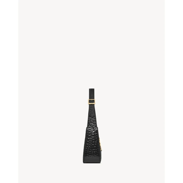 Saint Laurent LE 5 À 7 in crocodile-embossed patent leather designed in Paris