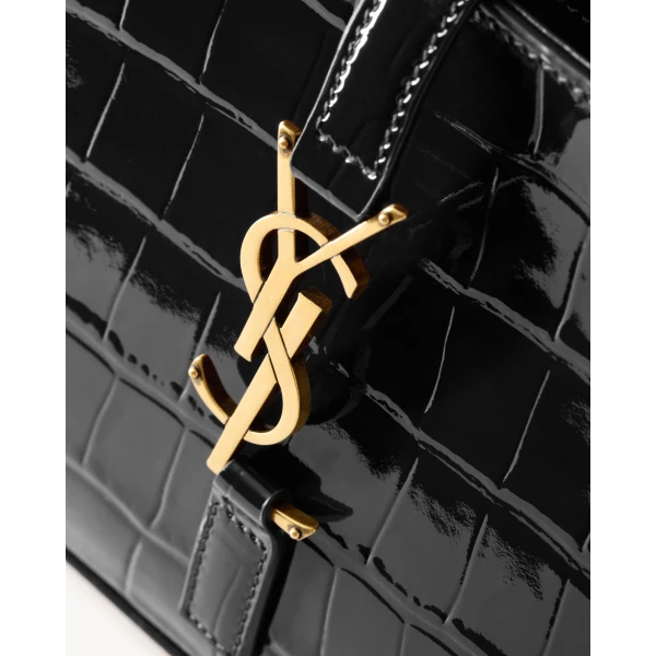 Saint Laurent LE 5 À 7 in crocodile-embossed patent leather designed in Paris