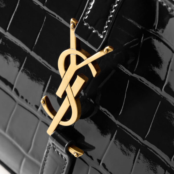 Saint Laurent LE 5 À 7 in crocodile-embossed patent leather, view 5