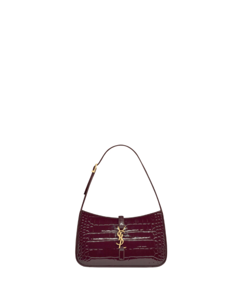 Saint Laurent LE 5 À 7 in crocodile-embossed patent leather designed in Paris