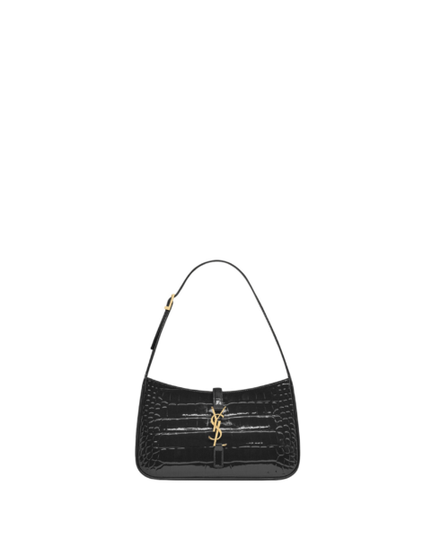 Saint Laurent LE 5 À 7 in crocodile-embossed patent leather designed in Paris