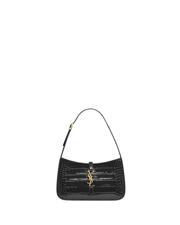 Saint Laurent LE 5 À 7 in crocodile-embossed patent leather designed in Paris