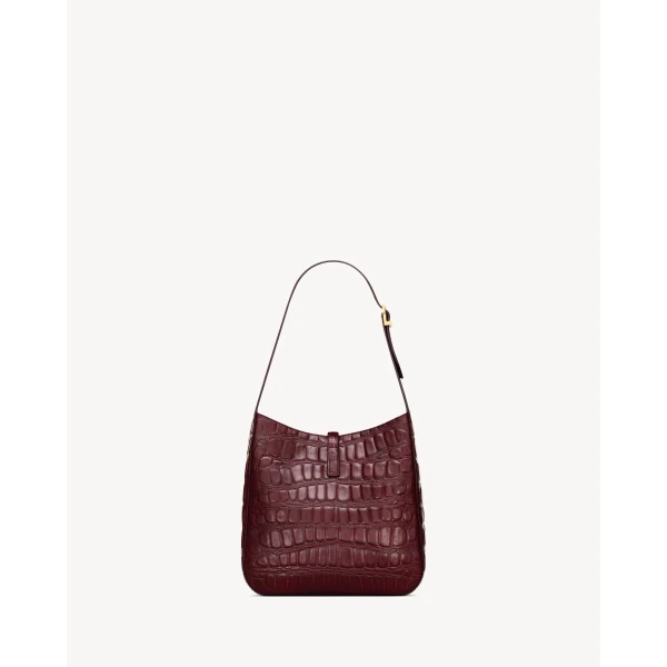 Saint Laurent LE 5 À 7 supple small in crocodile-embossed leather designed in Paris
