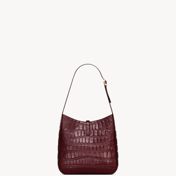 Saint Laurent LE 5 À 7 supple small in crocodile-embossed leather, view 3