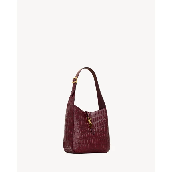 Saint Laurent LE 5 À 7 supple small in crocodile-embossed leather designed in Paris