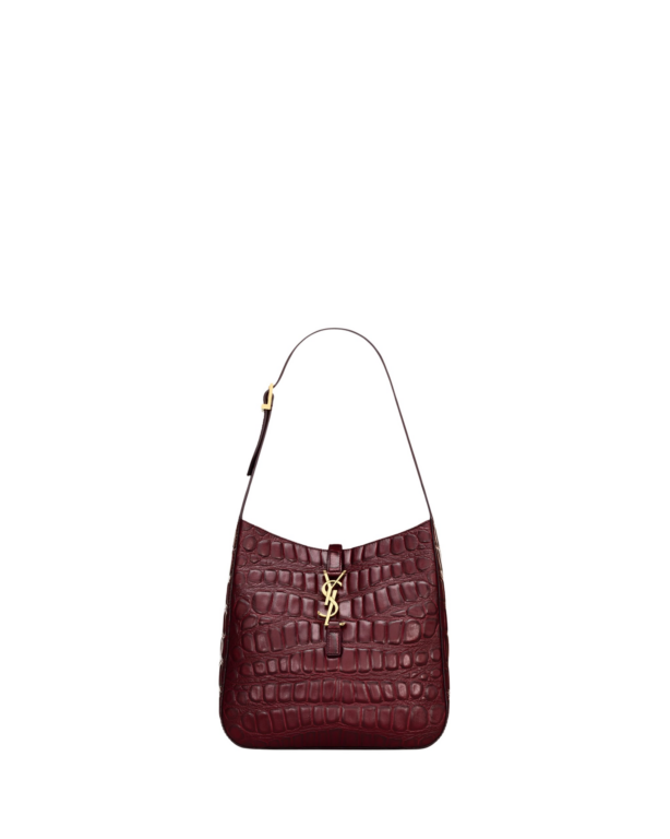 Saint Laurent LE 5 À 7 supple small in crocodile-embossed leather designed in Paris