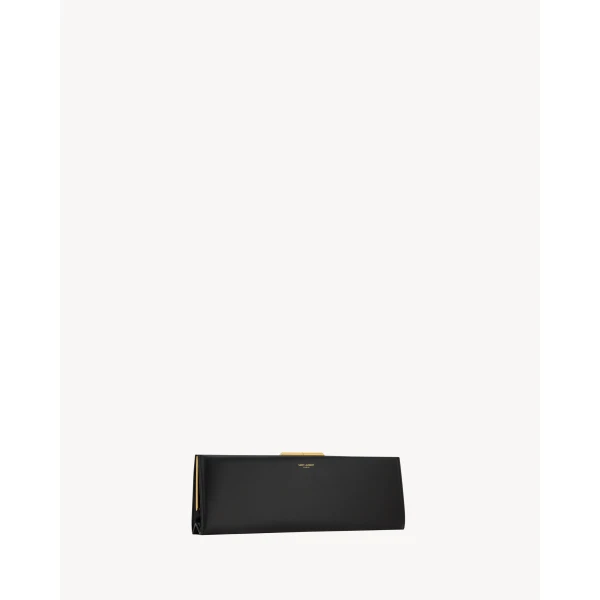 Saint Laurent MIDNIGHT large clutch in smooth leather designed in Paris
