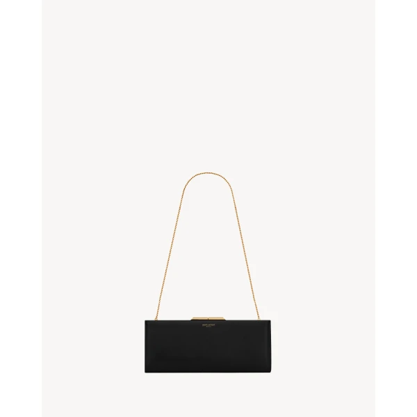 Saint Laurent Midnight small clutch in smooth leather designed in Paris