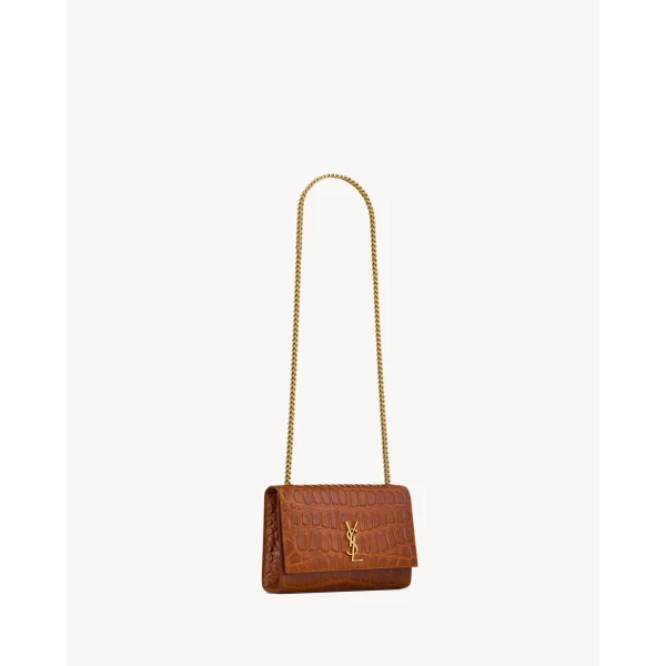 Saint Laurent NEW KATE small in crocodile embossed leather designed in Paris