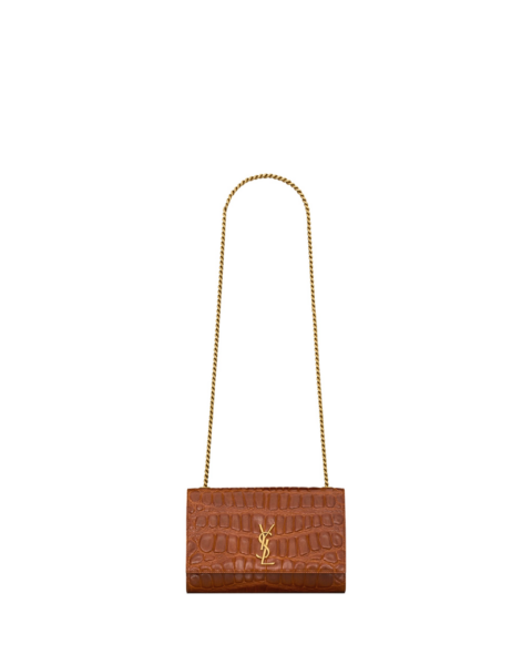 Saint Laurent NEW KATE small in crocodile embossed leather designed in Paris