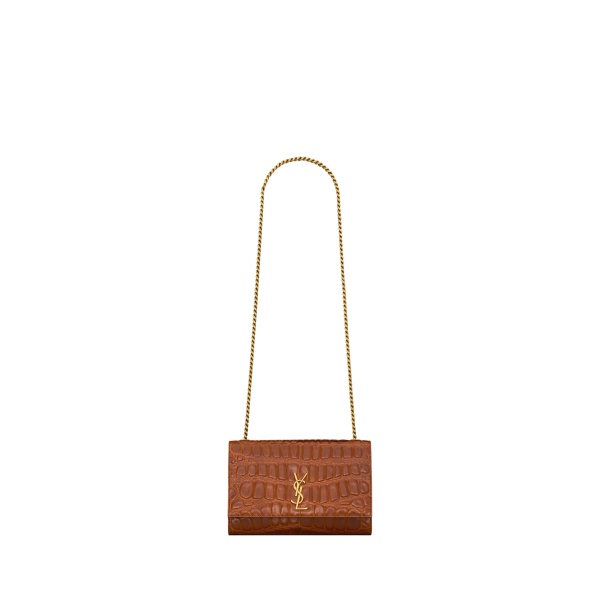 Saint Laurent NEW KATE small in crocodile embossed leather designed in Paris