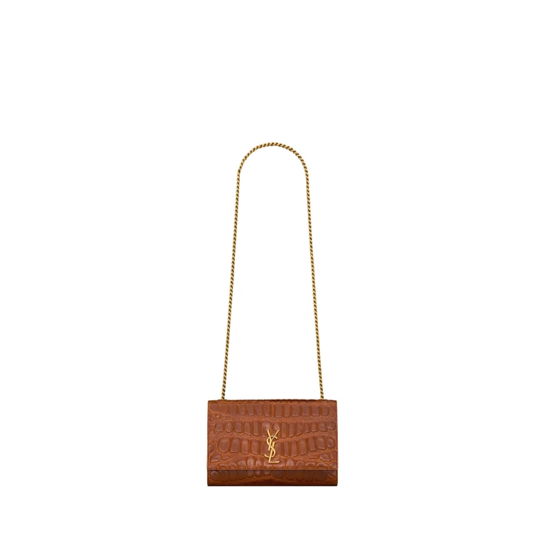 Saint Laurent NEW KATE small in crocodile embossed leather designed in Paris