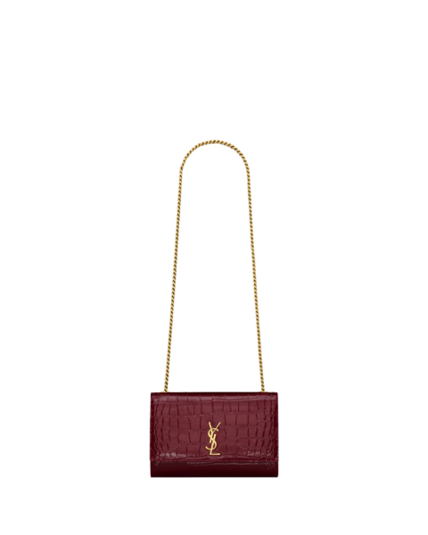 Saint Laurent NEW KATE small in crocodile-embossed patent leather designed in Paris