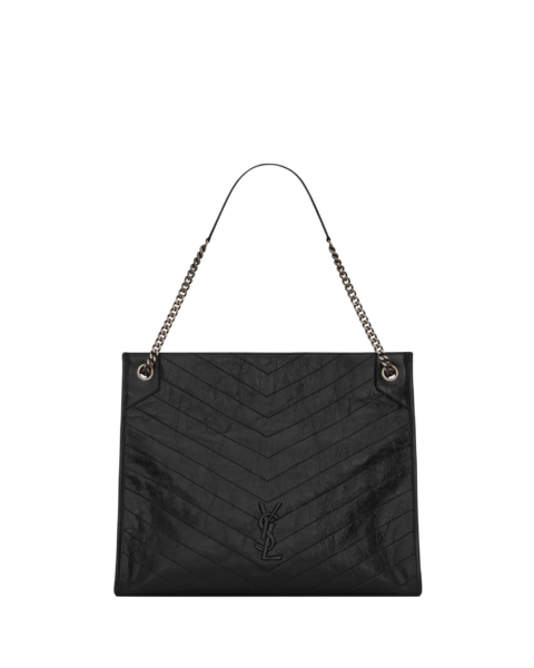 Saint Laurent NIKI Large shopping in crinkled vintage leather designed in Paris