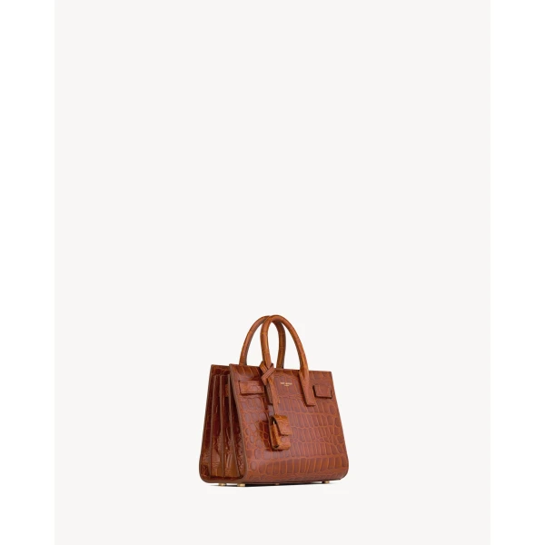 Saint Laurent SAC DE JOUR in crocodile-embossed leather – NANO designed in Paris