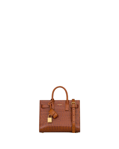 Saint Laurent SAC DE JOUR in crocodile-embossed leather – NANO designed in Paris