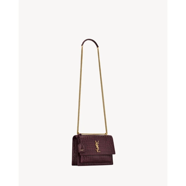 Saint Laurent SUNSET MEDIUM IN CROCODILE-EMBOSSED LEATHER designed in Paris