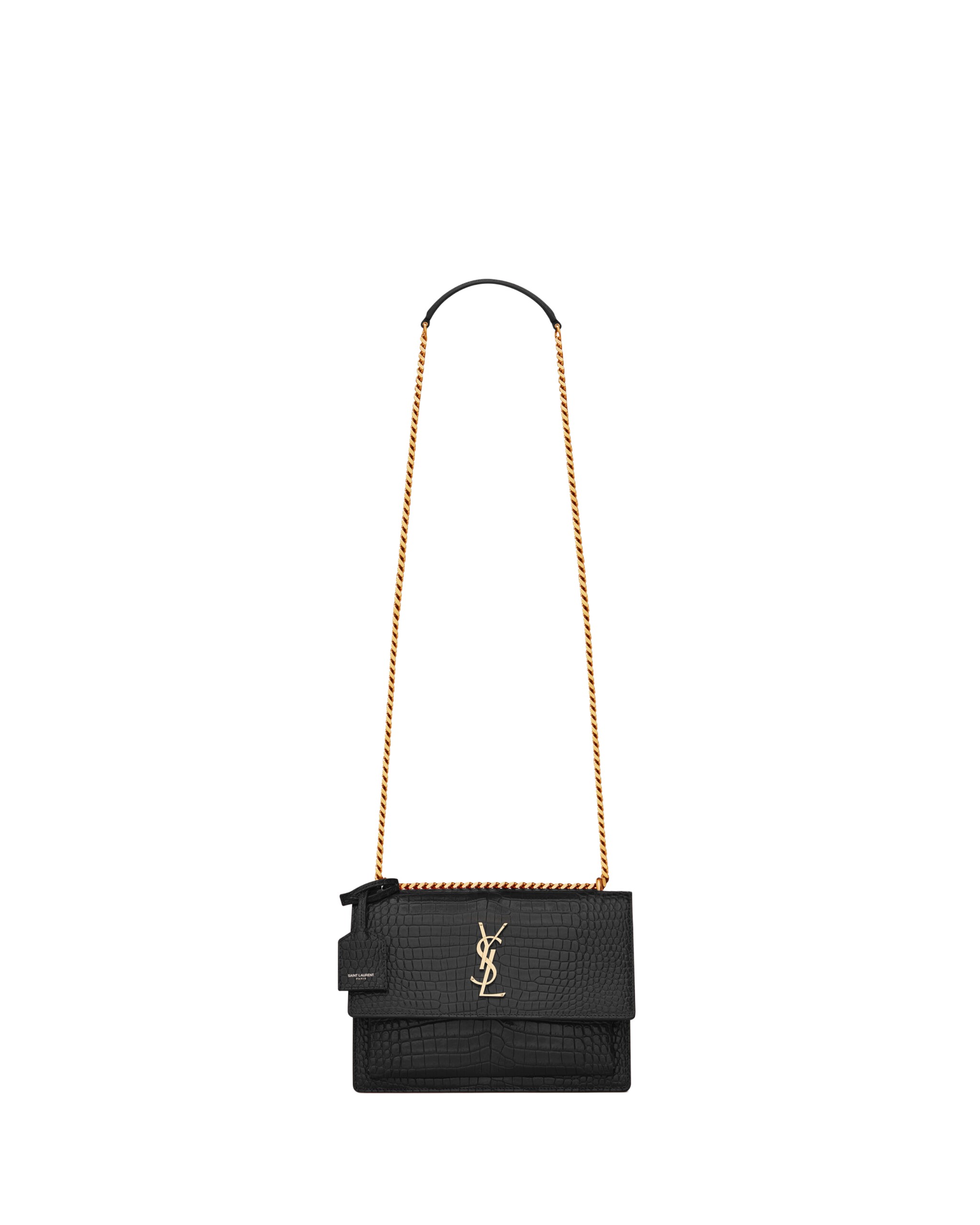 Saint Laurent SUNSET MEDIUM IN CROCODILE-EMBOSSED LEATHER designed in Paris