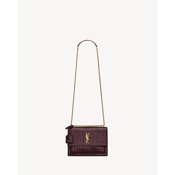 Saint Laurent SUNSET MEDIUM IN CROCODILE-EMBOSSED LEATHER designed in Paris